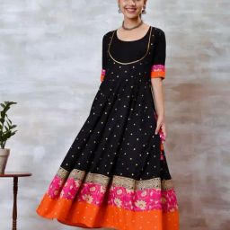 Black Flared Dress with Hem & Tassel Detailing-image-24
