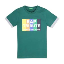 United Colors of Benetton Kids Teal Blue Cotton Printed T-Shirt-image-10