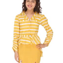 Cutecumber Kids Yellow Striped Dress-picture-7