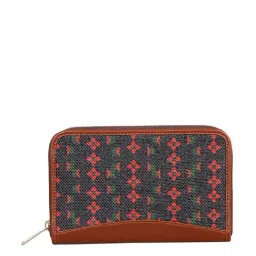 ZOUK Black Printed Zip Around Wallet for Women-0