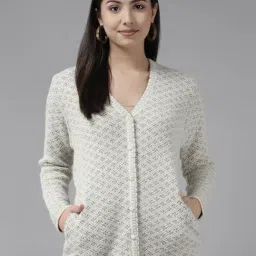 Cayman Beige Wool Self Design Cardigan-image-24