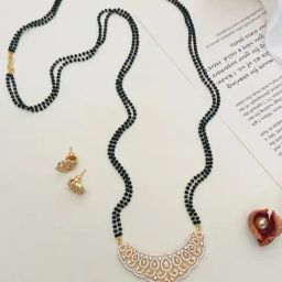 Abdesigns Gold-Tone Plated American Diamond Minimal Mangalsutras-35