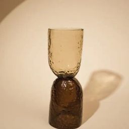 Muun Home Brown Hand Blown Glass Textured Axel Short Decorative Object-59