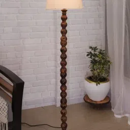 Homesake Classic Sphere Ball Brown Walnut Wooden Floor Lamp with Shade - Set of 1-image-56