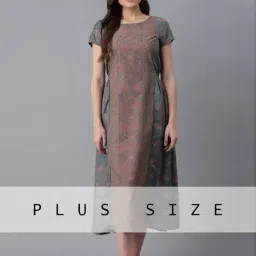 Aure by Aurelia Grey & Brown Printed A Line Kurta-9