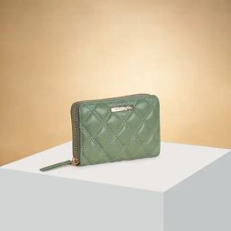 Forever Glam by Pantaloons Green Quilted Small Zip Around Wallet-7