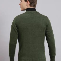 Monte Carlo Green Wool Blend Regular Fit Solid Pullover image 2