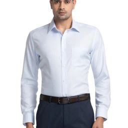 Park Avenue Blue Regular Fit Texture Shirt-image-16
