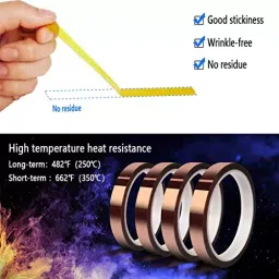 SCHOFIC Kapton Tape Polyimide ‎Brown 8 mm Width 33 m Length, 0331F4WA42J (Pack of 3) image 4