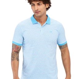 Park Avenue Blue Slim Fit Printed Polo T-Shirt-picture-36