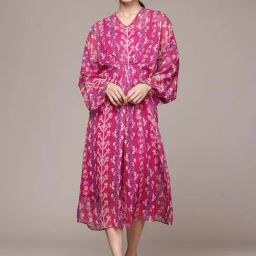 Aarke Ritu Kumar Fuchsia Oryn Kaftan Dress And Camisole-picture-11