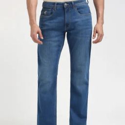 Peter England Blue Cotton Regular Fit Jeans-picture-3