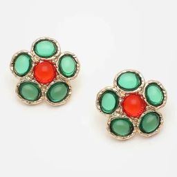 Sohi Gold Plated Party Designer Stone Stud Earrings-10