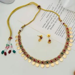 Abdesigns Gold-Tone Plated Statement Temple Necklace & Earring Set-image-59