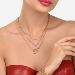 Zaveri Pearls Gold Tone 3 Layers Love Heart Charm Necklace Chain Earring Bracelet Set-ZPFK12077-image-48