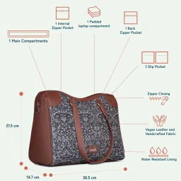 ZOUK Lattice Lace Printed Tote Handbag image 4