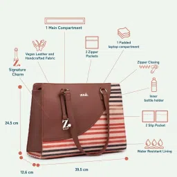 ZOUK Qutub Striped Tote Handbag image 4