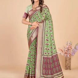 Saree Mall Green Woven Sarees With Unstitched Blouse-image-34