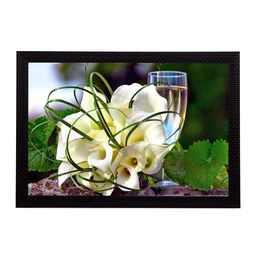 eCraftIndia White & Green Bouquet UV Wall Art-image-92