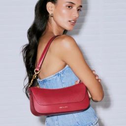 Miraggio Sally Red Textured Medium Leather Shoulder Bag-image-59