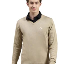 Monte Carlo Camel Wool Blend Regular Fit Solid Pullover image 5