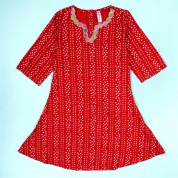 Kiddopanti Girls Red Printed Regular Fit Kurta-picture-14