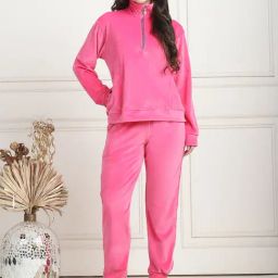 TAG 7 Pink Velvet Relaxed Fit Lounge Wear-89
