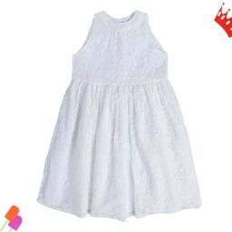 Miniklub Girls White Regular Fit Dress-image-19