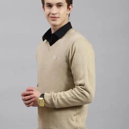 Monte Carlo Camel Wool Blend Regular Fit Solid Pullover image 3