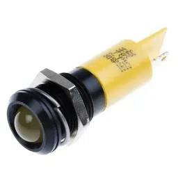 RS PRO Yellow Panel Mount Indicator 48-65V DC, Mounting Hole Size 14 mm, Termination Type , Model No 207444-39