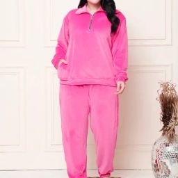 TAG 7 Pink Velvet Relaxed Fit Lounge Wear-92