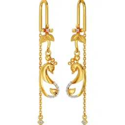 Joyalukkas 22k (916) Graceful Peacock Paisley Gold Earrings For Women-picture-2
