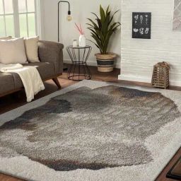 Obsessions Beige & Charcoal Polypropylene Modern Abstract Floor Rug - Medium-3