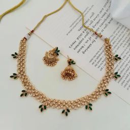 Abdesigns Gold-Tone Plated Statement Temple Necklace & Earring Set-46