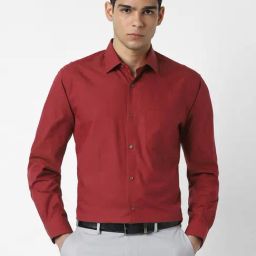 Van Heusen Maroon Cotton Regular Fit Shirt-image-99