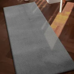 Obsessions Middle Grey Machine Made Anti-Static Solid Bedside Runner - Small-picture-3