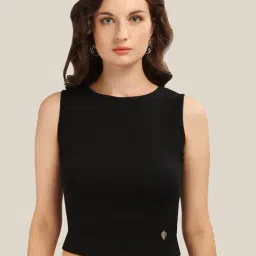 Prettify Black Regular Fit Crop Top-image-68