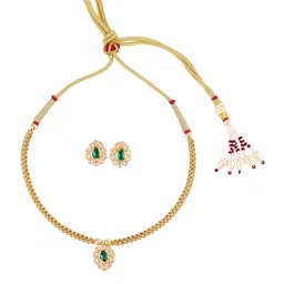 SALONI FASHION JEWELLERY Gold-Plated Crystals Studded Jewellery Set-picture-4