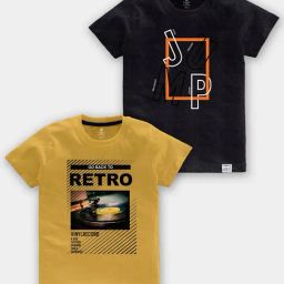 Codez Kids Yellow & Black Printed T-Shirt (Pack Of 2)-image-36
