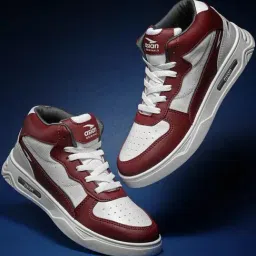 Asian Men's White & Red Ankle High Sneakers-image-64