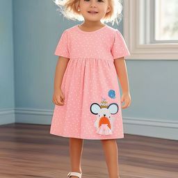 LULU & SKY Polka Dot Printed Pure Cotton Fit & Flare Dresses-image-49