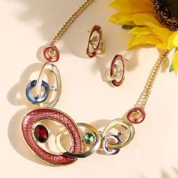 Sohi Women's Circular Cluster Jewellery Set - Multicolour-96