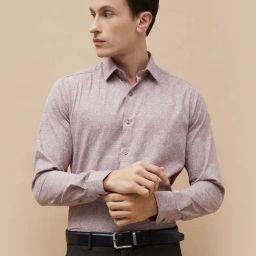 Code By Lifestyle Dusty Pink Cotton Slim Fit Printed Shirt-picture-21