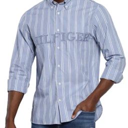 Tommy Hilfiger Blue Regular Fit Striped Shirt-picture-17