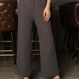 Odette Grey Mid Rise Flared Pants-picture-36