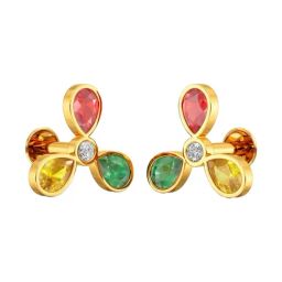Joyalukkas 22k (916) Elegant Tricolor Petal Gold Earrings For Women-image-27