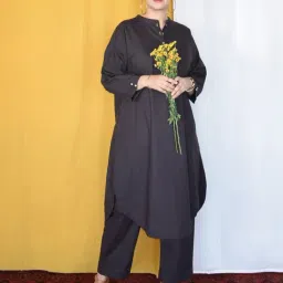 House of Moxa Charcoal Anti Fit Kurta-image-8