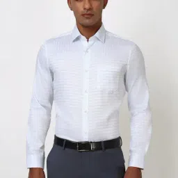 Peter England White Cotton Slim Fit Checks Shirt-picture-42
