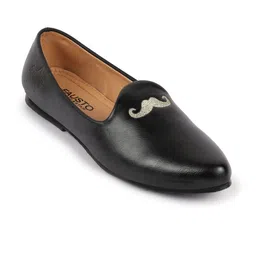 FAUSTO Men Black Leather Mojaris-image-32