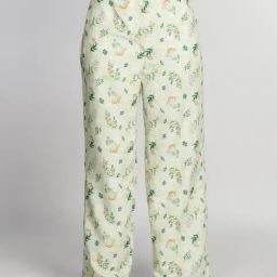 Zink London Light Green Floral Print Regular Fit High Rise Palazzos-image-86